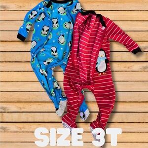 Carter's Kids Pajamas Footies - Blue and Red Penguin Design